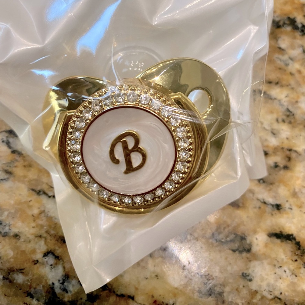 Monogrammed Pacifier w/clip & holder